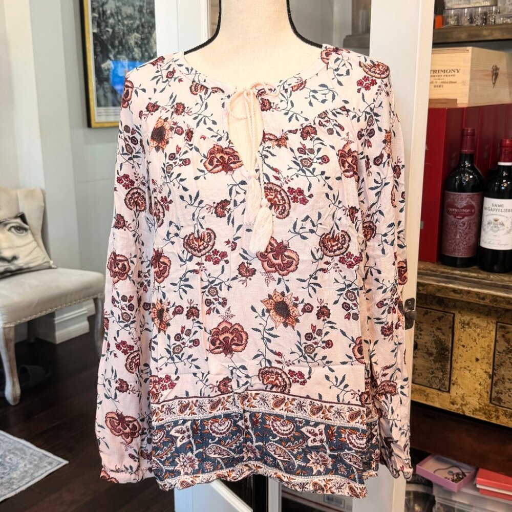 Lucky Brand Boho Floral Paisley Shirt M